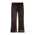 Autumn and winter American retro suede zipper trousers